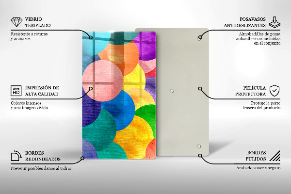 Kuchynská doska zo skla Farebné kruhy