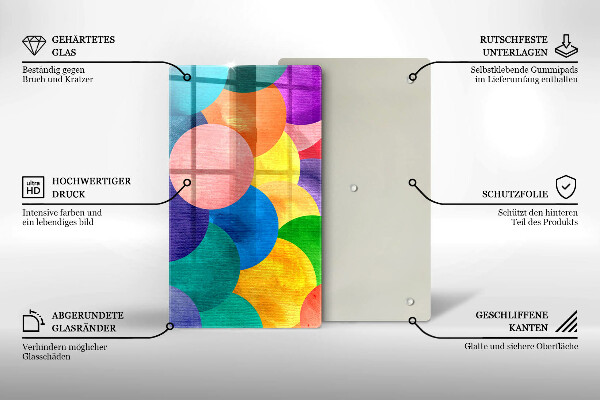 Kuchynská doska zo skla Farebné kruhy