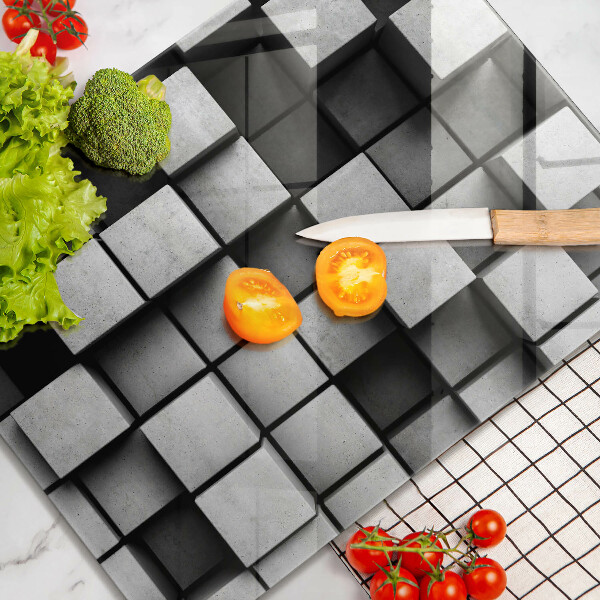 Kuchynská doska zo skla Abstraktné 3D štvorce