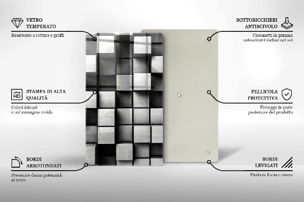 Kuchynská doska zo skla Abstraktné 3D štvorce