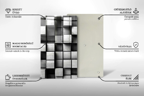 Kuchynská doska zo skla Abstraktné 3D štvorce