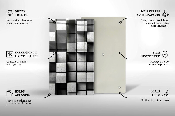 Kuchynská doska zo skla Abstraktné 3D štvorce
