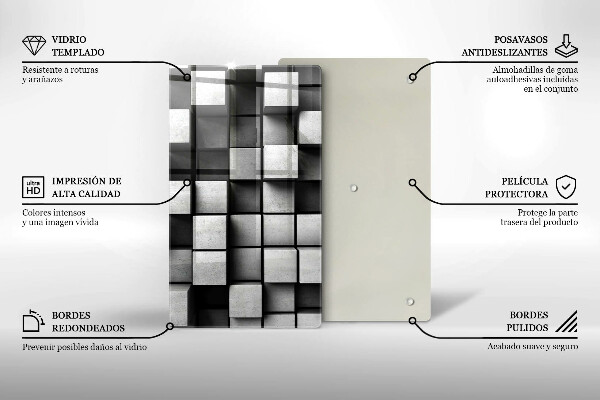 Kuchynská doska zo skla Abstraktné 3D štvorce