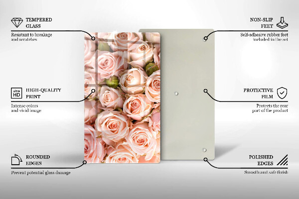 Kuchynská doska zo skla Kytica jemných ruží
