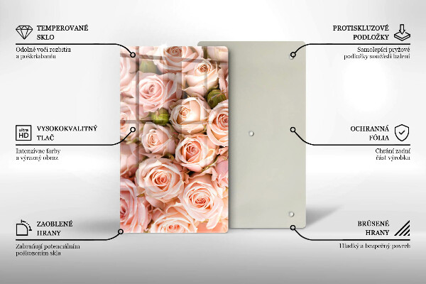 Kuchynská doska zo skla Kytica jemných ruží