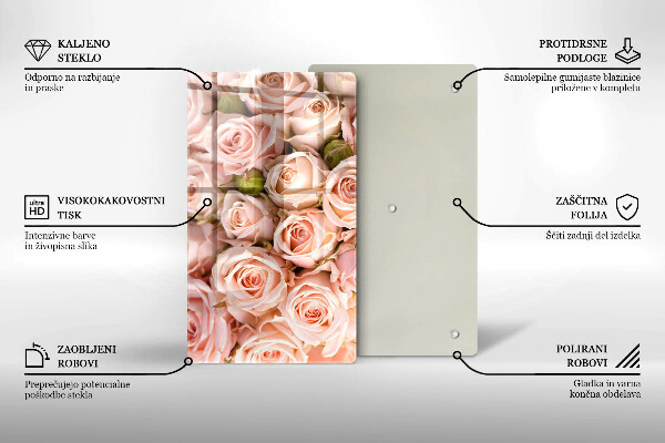 Kuchynská doska zo skla Kytica jemných ruží