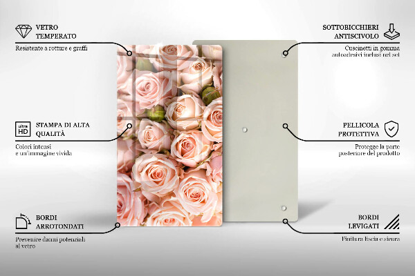 Kuchynská doska zo skla Kytica jemných ruží