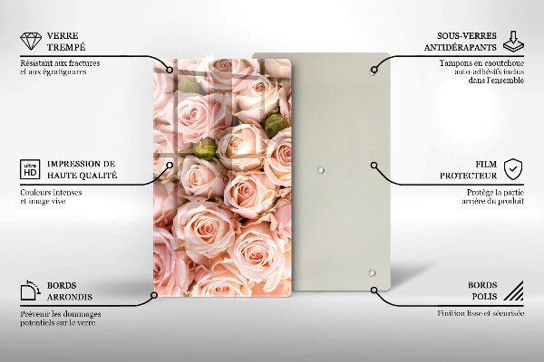 Kuchynská doska zo skla Kytica jemných ruží