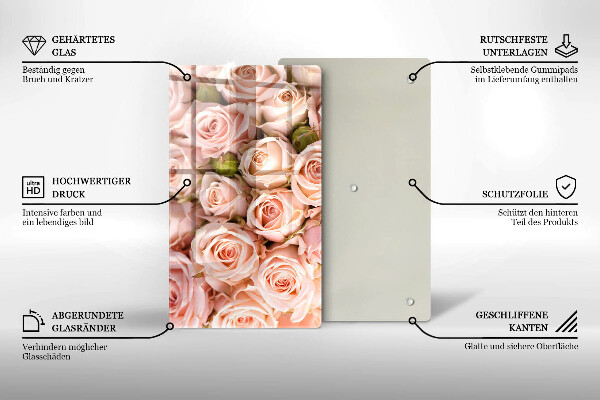 Kuchynská doska zo skla Kytica jemných ruží