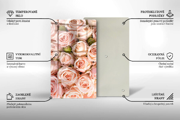 Kuchynská doska zo skla Kytica jemných ruží