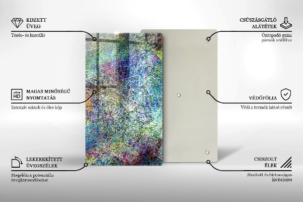 Kuchynská doska zo skla Farebná čiarová abstrakcia