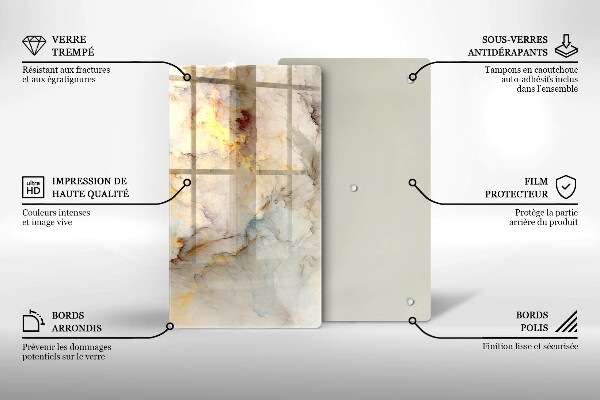 Kuchynská doska zo skla Textúra mramoru so zlatom