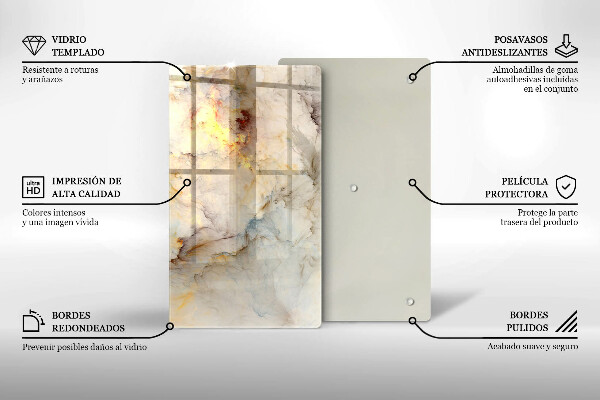 Kuchynská doska zo skla Textúra mramoru so zlatom