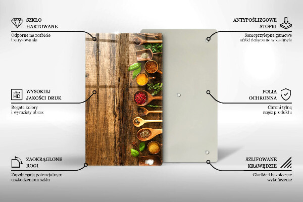 Kuchynská doska zo skla Drevené lyžice korenia