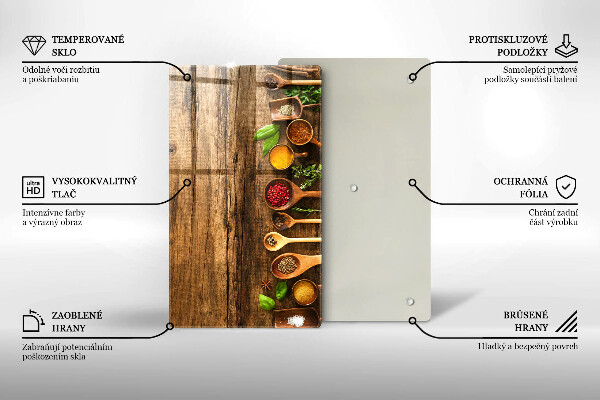 Kuchynská doska zo skla Drevené lyžice korenia