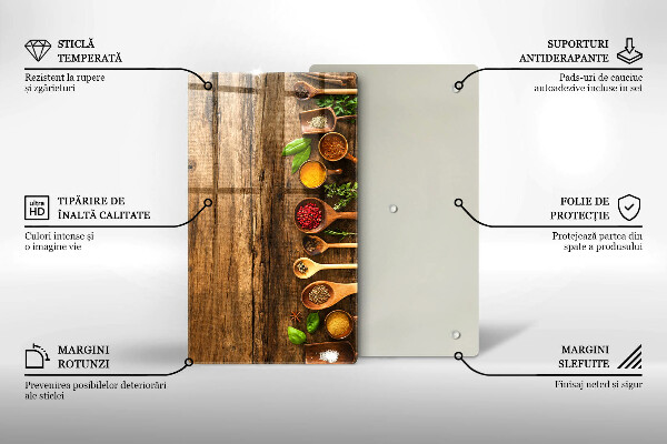 Kuchynská doska zo skla Drevené lyžice korenia