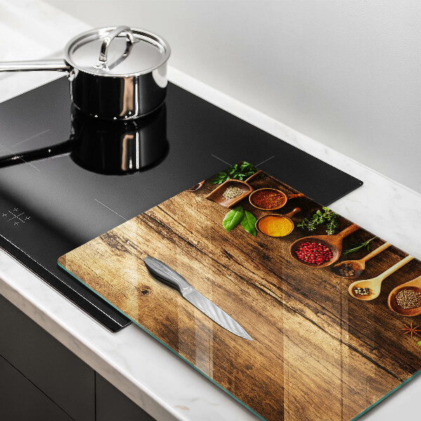 Kuchynská doska zo skla Drevené lyžice korenia