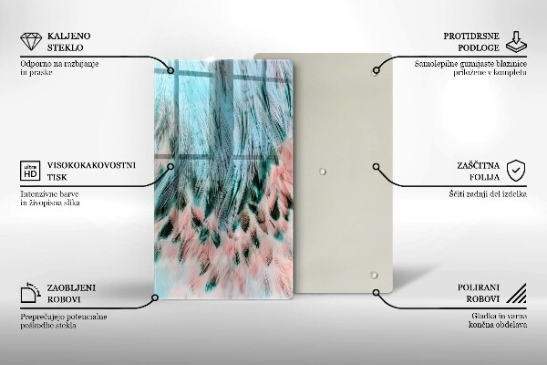 Kuchynská doska zo skla Boho vtáčie perie