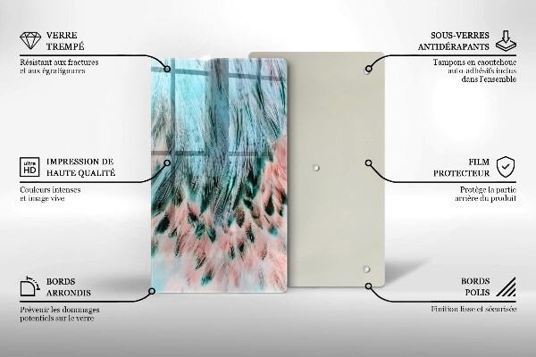 Kuchynská doska zo skla Boho vtáčie perie