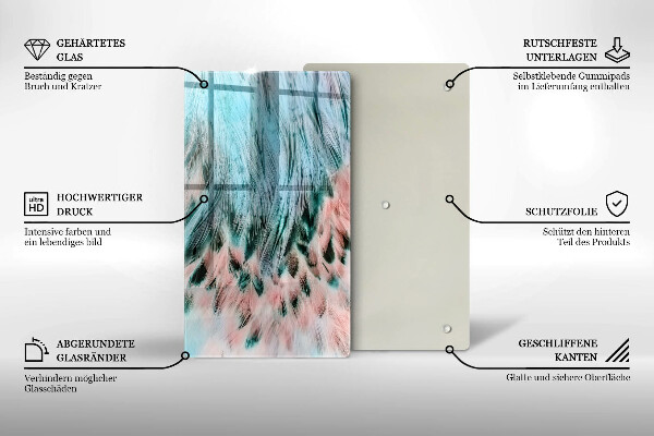 Kuchynská doska zo skla Boho vtáčie perie