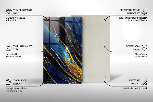 Sklenená doska na krájanie Námornícka modrá abstrakcia