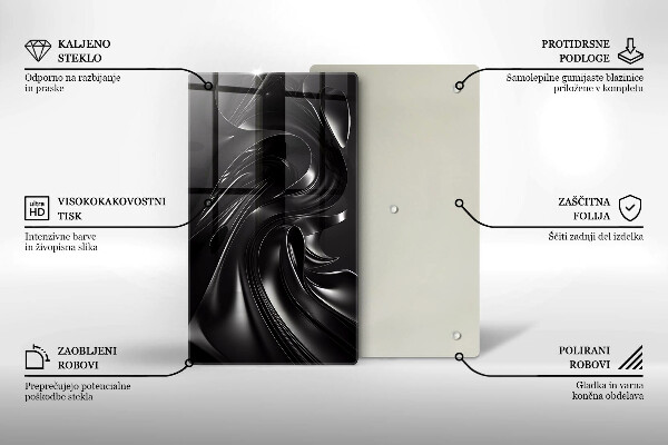 Sklenená doska na krájanie Abstraktná čierna hmota