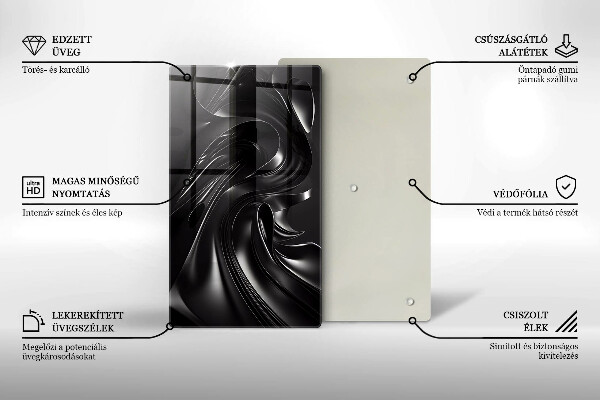 Sklenená doska na krájanie Abstraktná čierna hmota