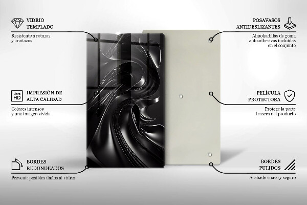 Sklenená doska na krájanie Abstraktná čierna hmota