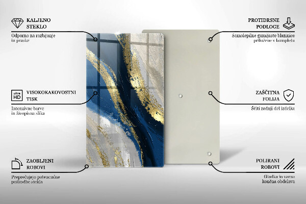 Sklenená doska na krájanie Textúra so zlatom