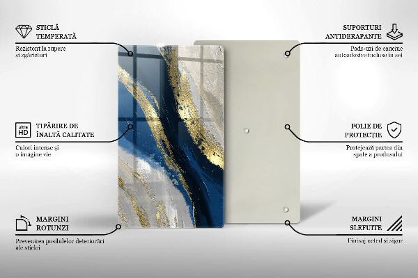 Sklenená doska na krájanie Textúra so zlatom