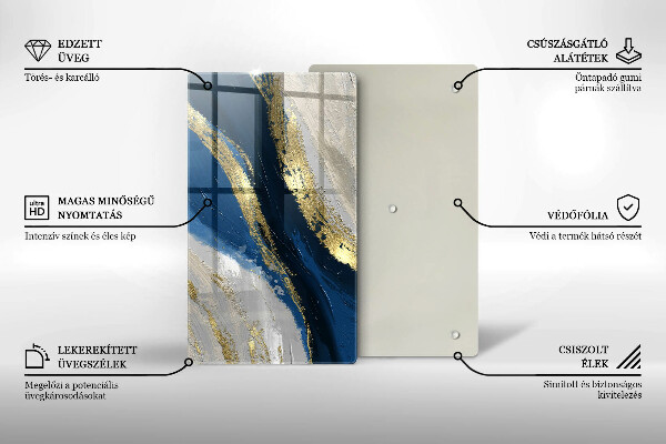 Sklenená doska na krájanie Textúra so zlatom