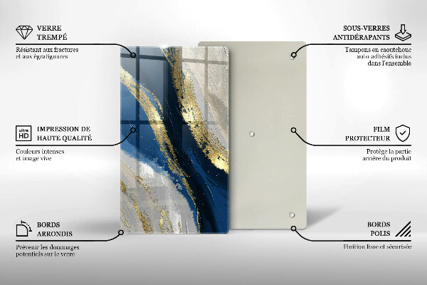 Sklenená doska na krájanie Textúra so zlatom