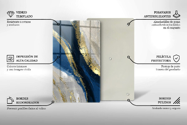 Sklenená doska na krájanie Textúra so zlatom