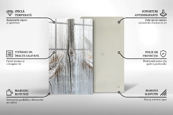 Sklenená doska na krájanie Svetlá štruktúra dreva