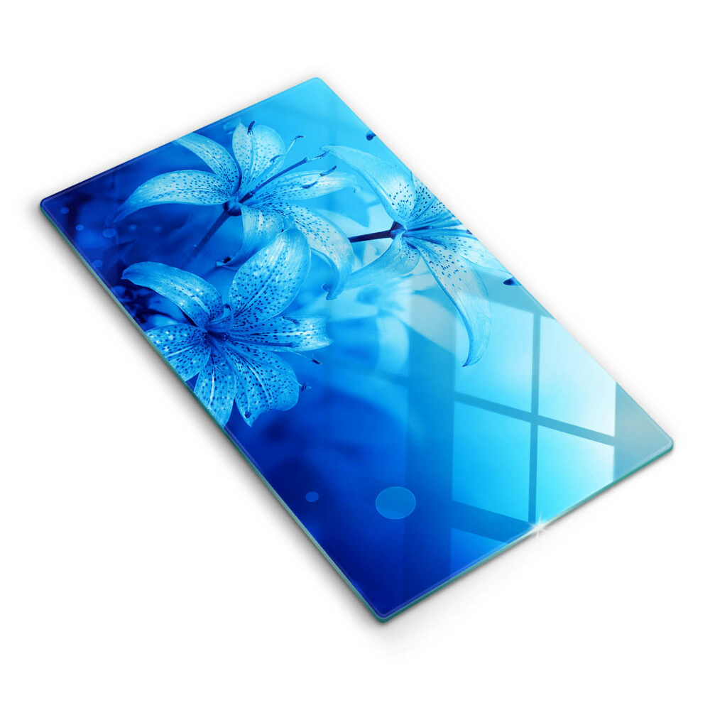 Sklenená doska na krájanie Modré kvety