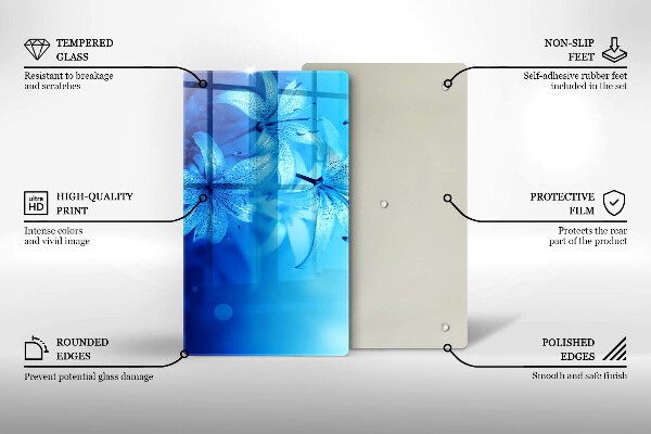 Sklenená doska na krájanie Modré kvety