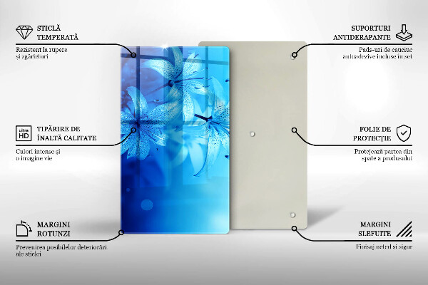 Sklenená doska na krájanie Modré kvety