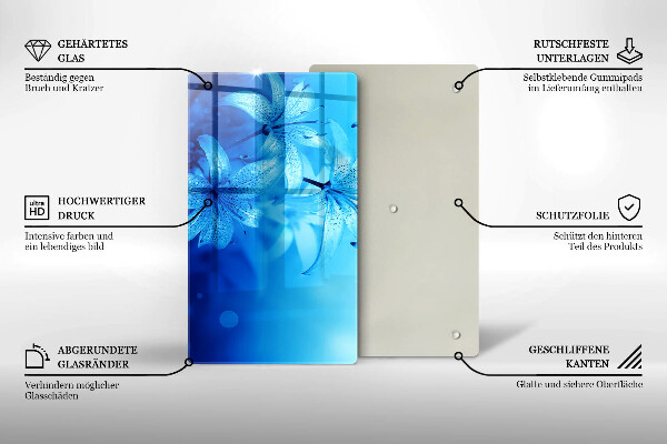 Sklenená doska na krájanie Modré kvety