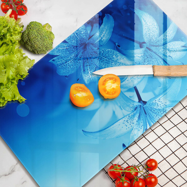 Sklenená doska na krájanie Modré kvety
