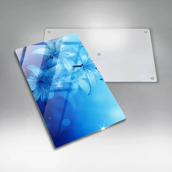 Sklenená doska na krájanie Modré kvety