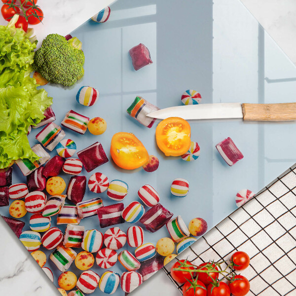 Sklenená doska na krájanie Farebné cukríky