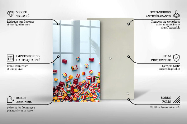 Sklenená doska na krájanie Farebné cukríky