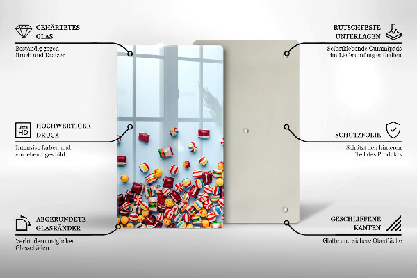 Sklenená doska na krájanie Farebné cukríky
