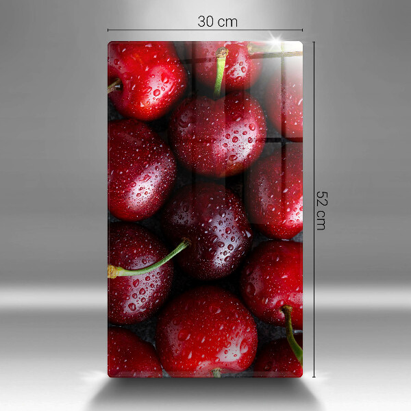 Sklenená doska na krájanie Detailný záber na čerešne