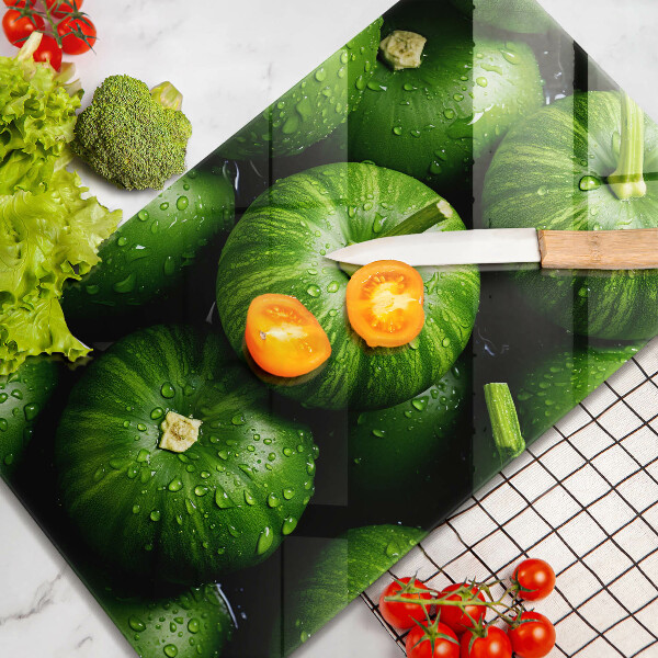 Sklenená doska na krájanie Zelené tekvice