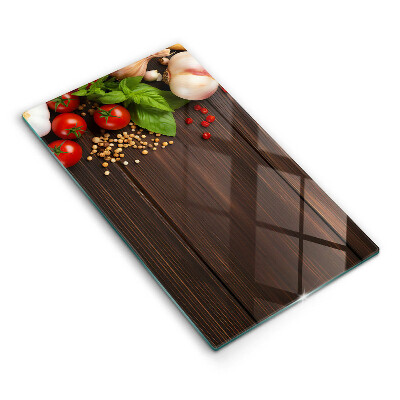 Sklenená doska na krájanie Zelenina na stole