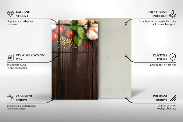 Sklenená doska na krájanie Zelenina na stole