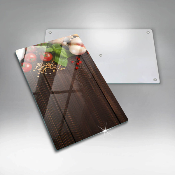 Sklenená doska na krájanie Zelenina na stole