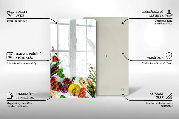 Sklenená doska na krájanie Zelenina a korenie