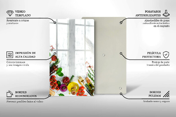 Sklenená doska na krájanie Zelenina a korenie